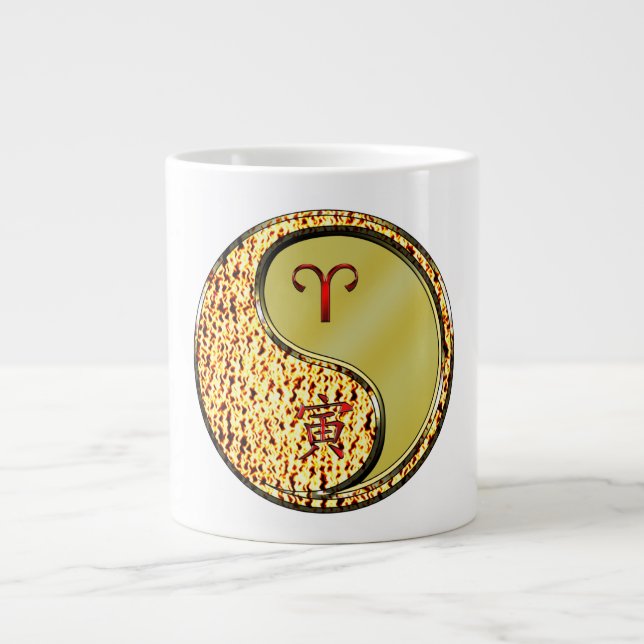 Aries & Metal Tiger  Large Coffee Mug (Front)