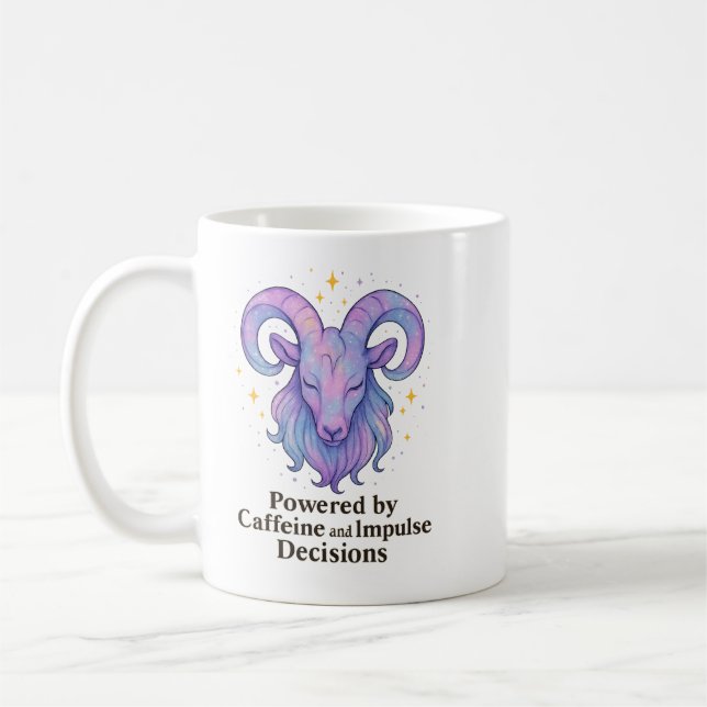 Aries Mug – Powered by Caffeine and Impulse Decisi (Gauche)