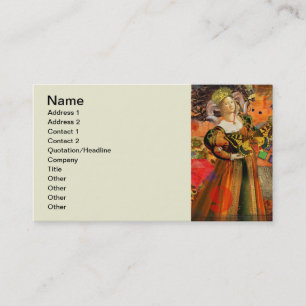 Aries Orange Woman: Gothic Ram Antique Art Collage Business Card