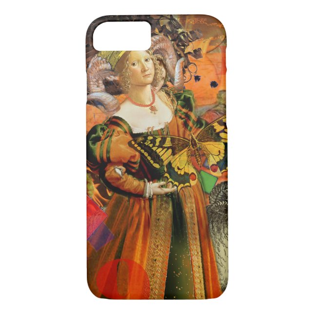 Aries Orange Woman: Gothic Ram Antique Art Collage Case-Mate iPhone Case (Back)