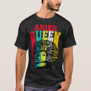 Aries Queen Aries Pride  Black Woman Afro Horoscop T-Shirt