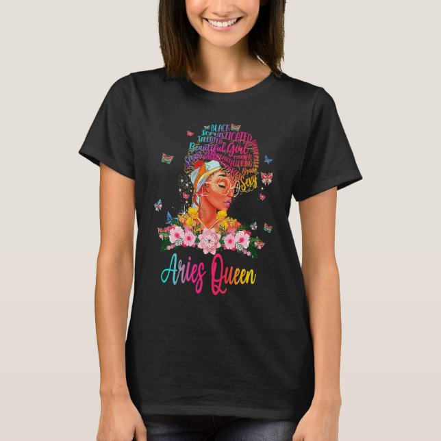 Aries Queen Black Women Persistent Sophisticated B T-Shirt (Front)