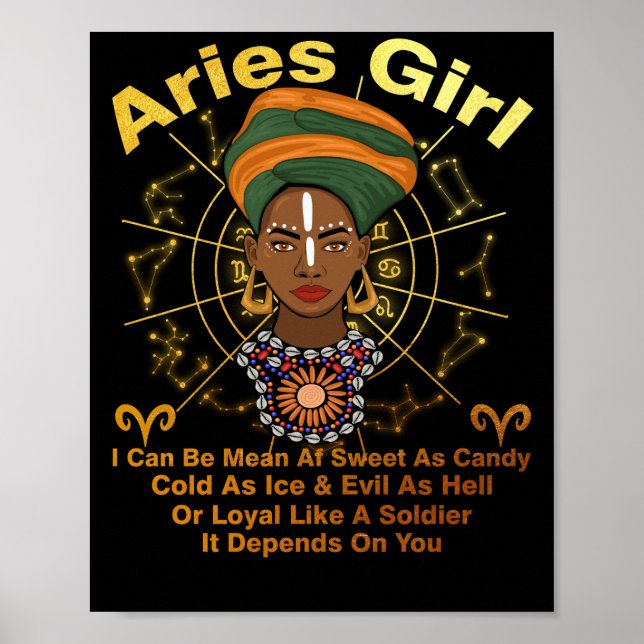 Aries Queen Sweet As Candy Birthday Black Women Poster (Front)