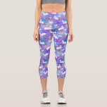 Aries Ram Constellation Stars Birthday Pattern Capri Leggings<br><div class="desc">This fun capri legging design makes the perfect gift for anyone born under the zodiac sign Aries. It includes a unique pattern made of a vintage ram,  the constellation,  and the word "Aries, " all in white on a purple-pink starry background.</div>