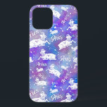 Aries Ram Constellation Stars Birthday Pattern iPhone 12 Case<br><div class="desc">This fun phone case design makes the perfect gift for anyone born under the zodiac sign Aries. It includes a unique pattern made of a vintage ram,  the constellation,  and the word "Aries, " all in white on a purple-pink starry background.</div>