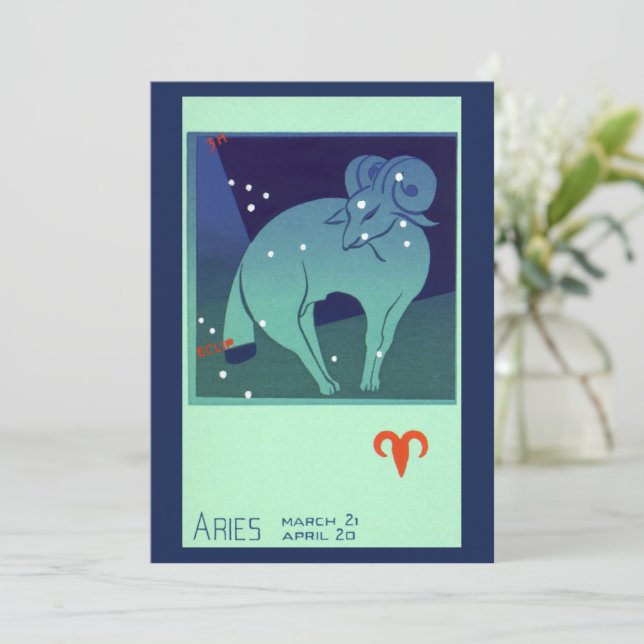 Aries Ram Constellation, Vintage Zodiac Astrology (Standing Front)