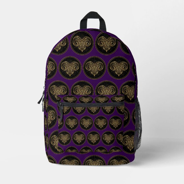 Aries Ram March April Birthday Sun Sign Printed Backpack (Front)