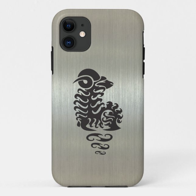 Aries Ram Silhouette with Metallic Effect Case-Mate iPhone Case (Back)