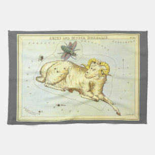 Aries Ram, Vintage Constellation, Urania's Mirror Kitchen Towel