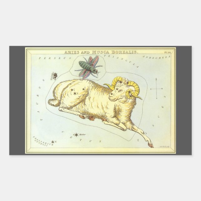 Aries Ram, Vintage Constellation, Urania's Mirror Sticker (Front)