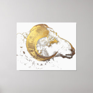 Aries Ram with golden Horns Canvas Print
