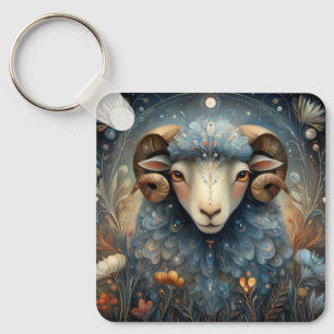 Aries Ram Zodiac Astrology Celestial Birthday Keychain