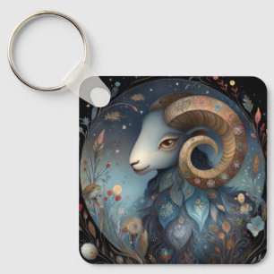 Aries Ram Zodiac Astrology Mystical Birthday Keychain
