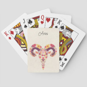 Aries Ram Zodiac Floral  Playing Cards