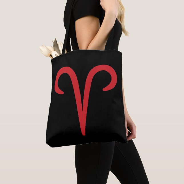 ARIES Red Astrology Zodiac March April Birthday Tote Bag (Close Up)