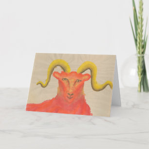 Aries Red Zodiac Symbol Birthday Card