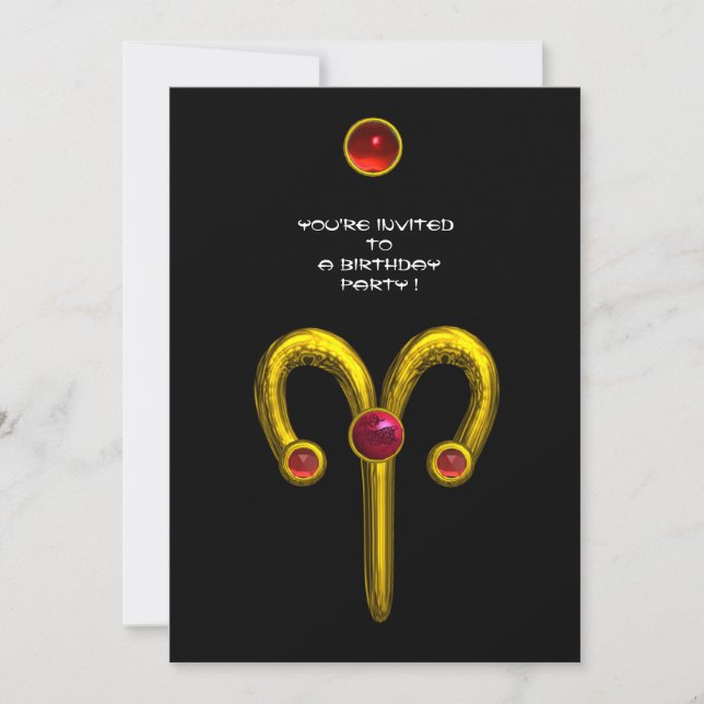 ARIES RUBY ,  bright yellow black red Invitation (Front)