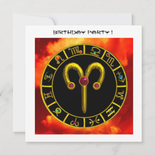 ARIES RUBY circle,bright yellow red orange white Invitation