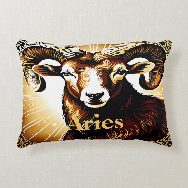 Aries sign of the zodiac accent pillow (Front)
