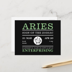 Aries Sign of the Zodiac, Astrological Postcard