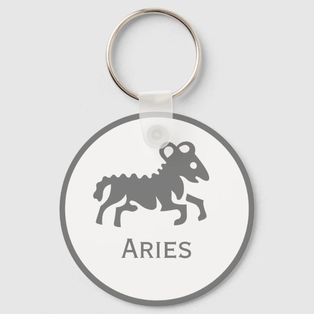 Aries Sign of the Zodiac Design Keychain (Front)