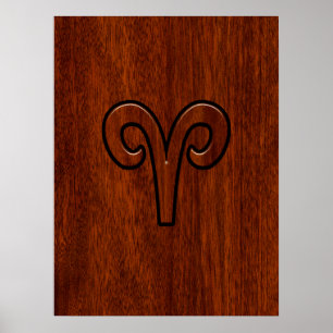 Aries Sign on Mahogany like print decor
