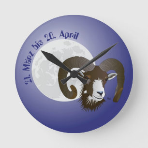 Aries sign round clock
