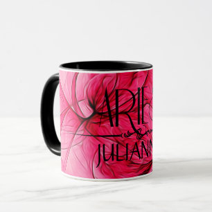 Aries Sign Zodiac Mug in Pink and Black