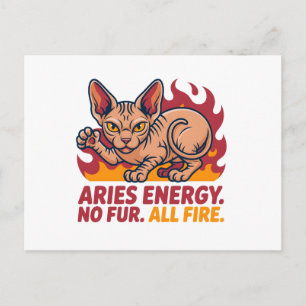 Aries Sphynx Cat Fire Zodiac Energy Art Postcard