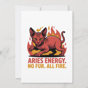 Aries Sphynx Cat Fire Zodiac Illustration Holiday Card