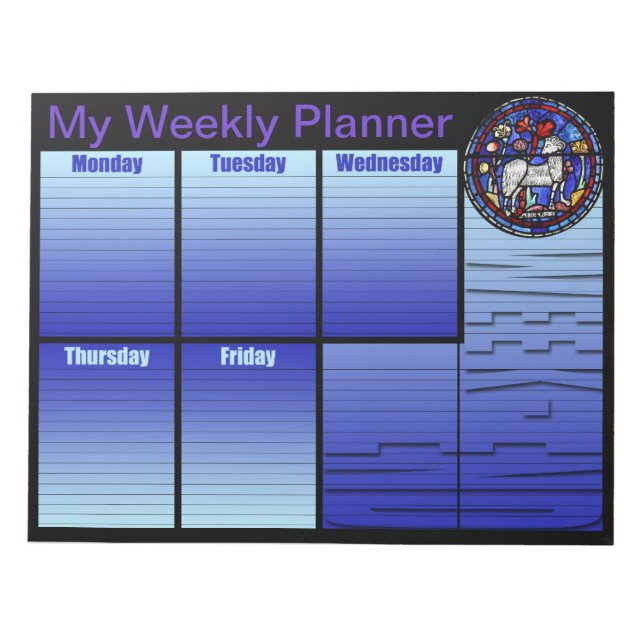 Aries Stained Glass Weekly Planner Notepad (Front)