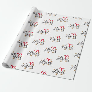 Aries Star Sign Wrapping Paper - White Back ground