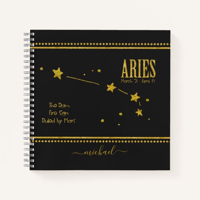Aries Star Zodiac Sign Notebook (Front)