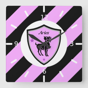 Aries symbol      square wall clock