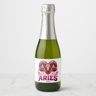 Aries SZN Pink and Orange Zodiac Birthday  Sparkling Wine Label