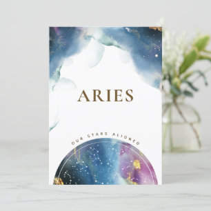 Aries Table Sign Celestial Watercolor Theme Card