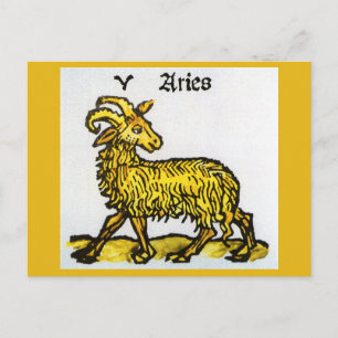 Aries the Golden Ram, Vintage Signs of the Zodiac Postcard