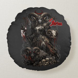 Aries — The Horned Harbinger Round Pillow
