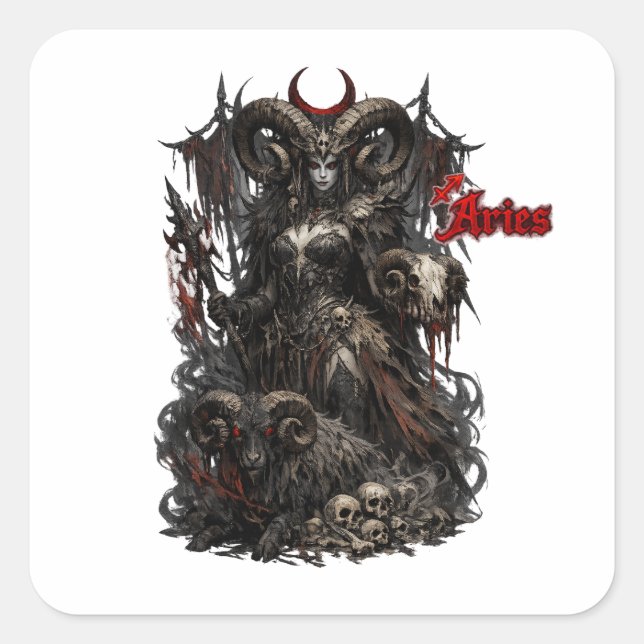  Aries — The Horned Harbinger Square Sticker (Front)