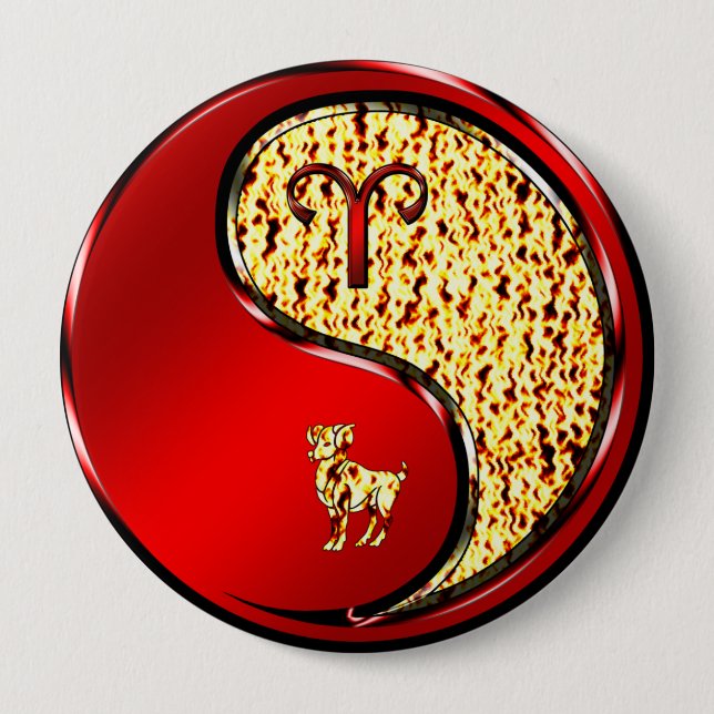 Aries the Ram 4 Inch Round Button (Front)