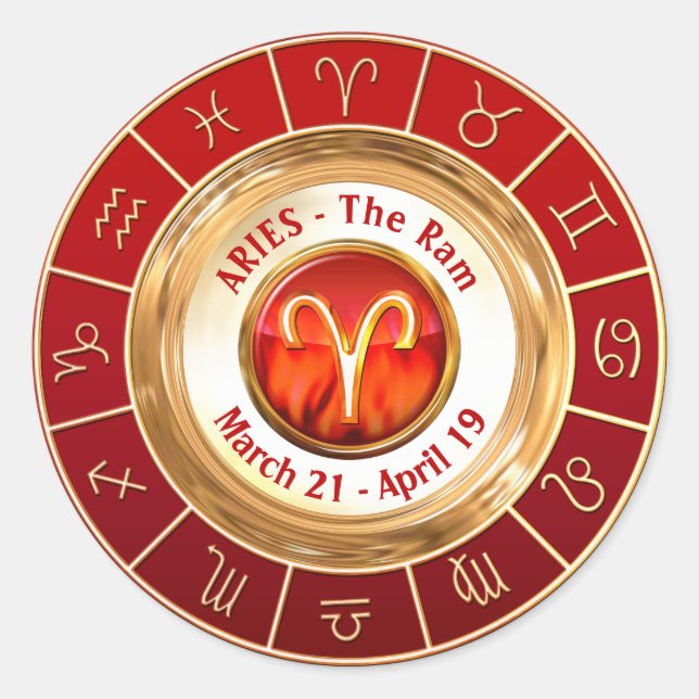 ARIES - The Ram Astrological Sign Classic Round Sticker (Front)