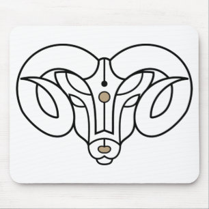 Aries the Ram gold and black zodiac astrology  Mouse Pad
