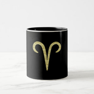 ARIES The Ram Gold Crinkle Fire Sign Astrology  Two-Tone Coffee Mug