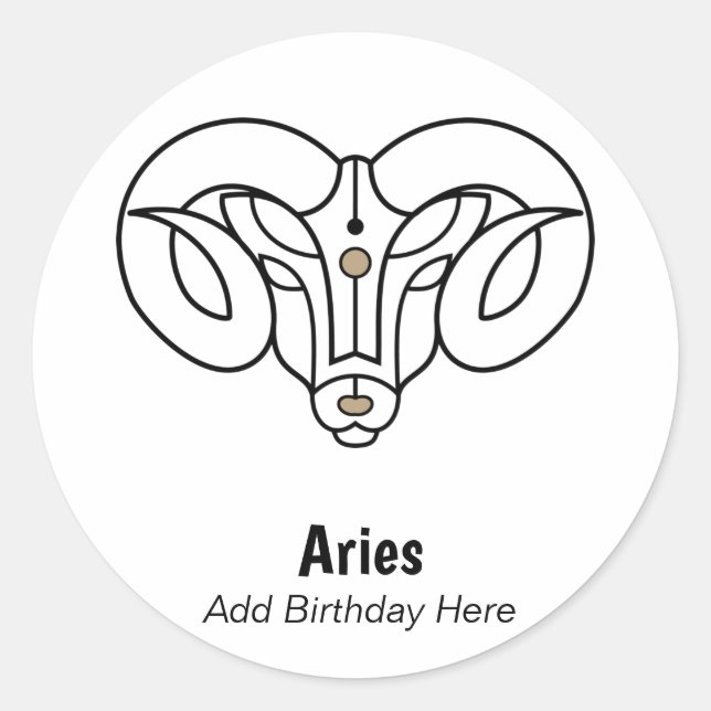 Aries the ram personalized zodiac classic round sticker (Front)