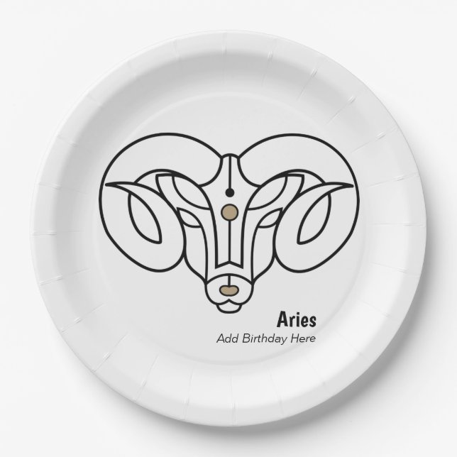Aries the ram personalized zodiac paper plate (Front)