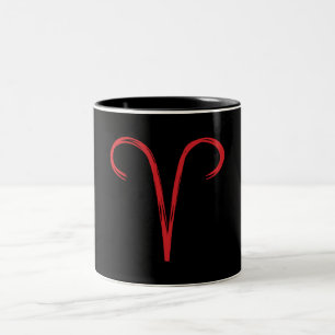 ARIES The Ram Red Brush Fire Sign Astrology Zodiac Two-Tone Coffee Mug