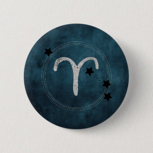 Aries the Ram zodiac constellation stars teal 2 Inch Round Button