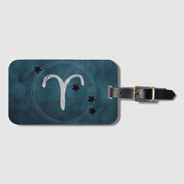 Aries the Ram zodiac constellation teal  Luggage Tag (Front Horizontal)