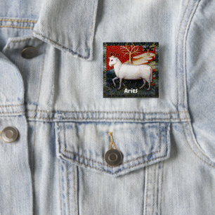 Aries the Ram Zodiac Sign Birthday Party 2 Inch Square Button
