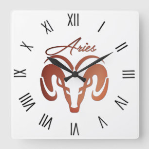 Aries the Ram Zodiac Square Wall Clock